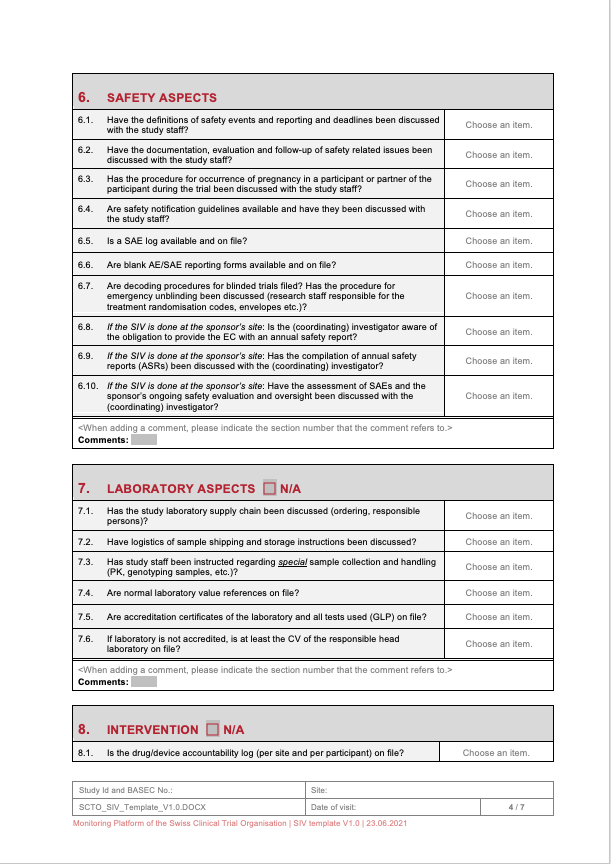 Monitoring Site Initiation Visit (SIV) Report Template - Tools & Resources